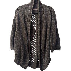 Chiaramente Pattern Knit Cardigan M Italian Alpaca Wool Open Front Boho Italy
